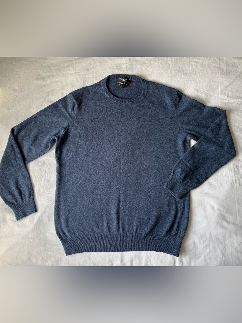 Mantovani Studio Sweater Mens Large Blue Italian Cashmere V Neck Lightweight